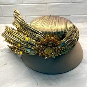 Whithall & Shon gold pill box “harem” hat